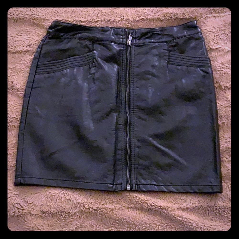Black Pleather High Waisted Mini Skirt